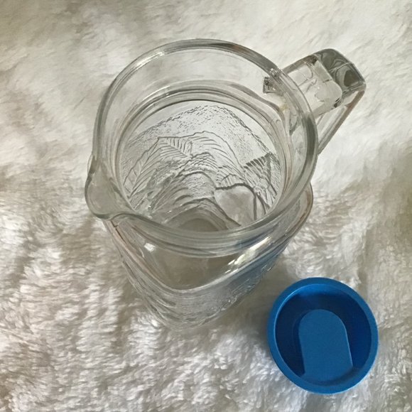 Vintage Arcoroc Glass Pitcher Raised Fruit Design - Picture 6 of 7